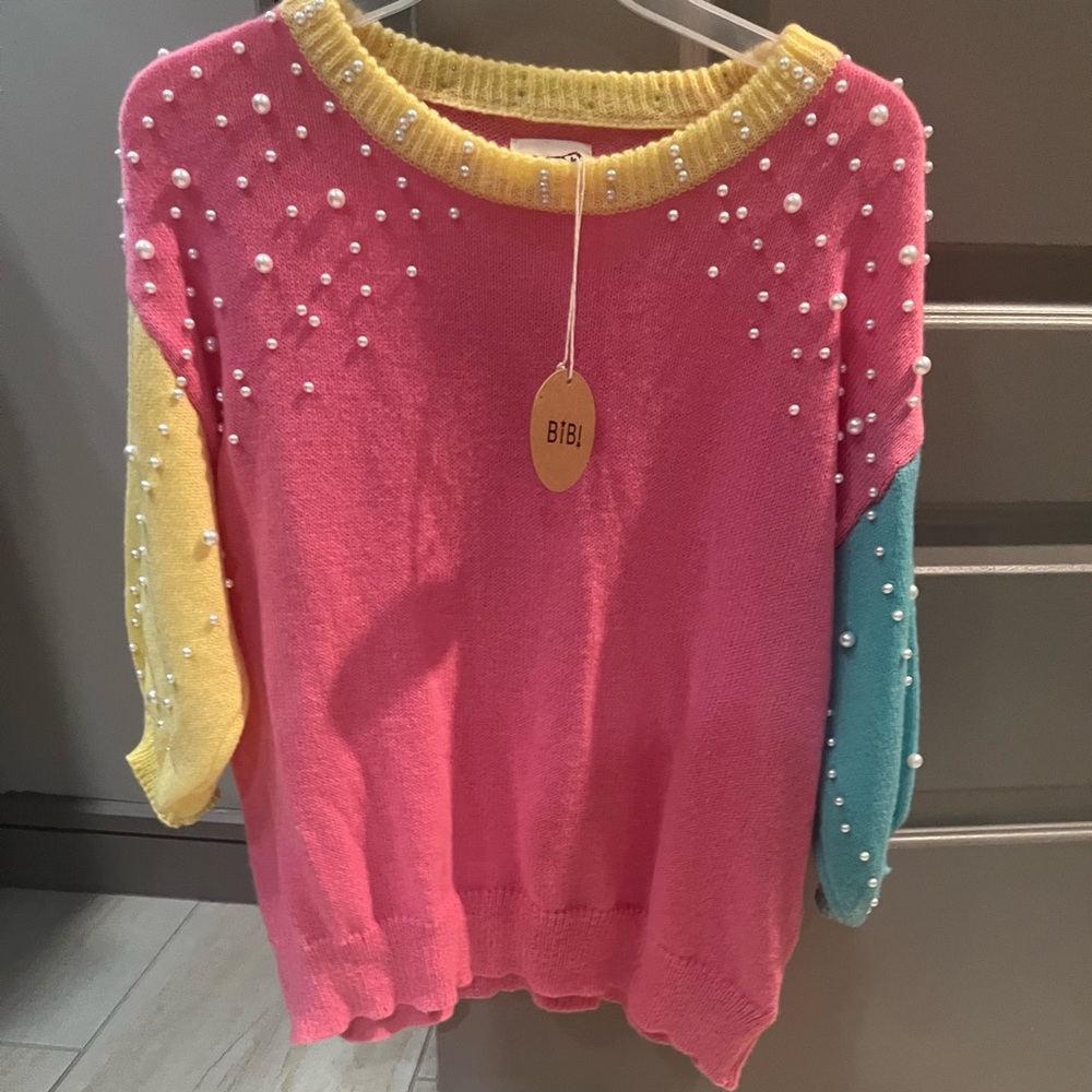 Bibi multi color pearl sweater. Never worn